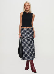 Everlie Low Waist Maxi Skirt Check Multi