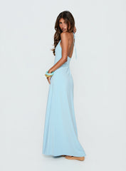 Palmas Halter Maxi Dress Baby Blue