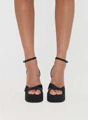 Everlasting Satin Platform Heels Black